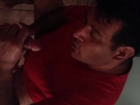 Young and married gay man enjoys a hot blow job from a twink.