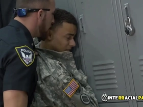 Fake soldier seduced by gay officers in the locker room