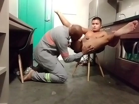 Asian worker gets bareback cock in his mouth