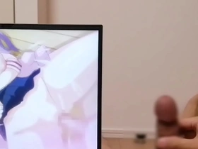 College student watches anime and masturbates while cumming on her favorite scenes.