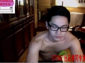 Fit guy in spec masturbates on cam and cums hard
