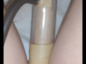 Black bi guy gets edging with a sex machine in a hotel room