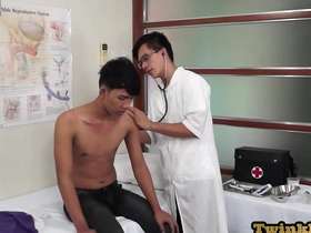 Skinny Asian twink gets anal play from his glasses wearing doctor.