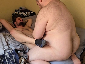 Gay sex without a condom with a chubby bear and his chaser (Teaser)