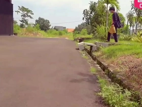 Young Asian amateur Hansel Thios solo performance in public garden at dawn and dusk
