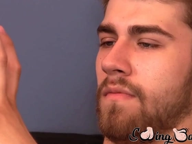 Andrew, the gay jock, pleasuring himself while playing with his phone.
