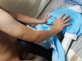 Solo boy enjoying sex with a sex doll