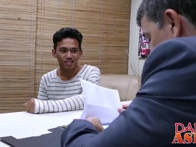 Young Asian twink gets a large cock from his horny boss