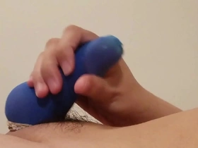 Gay masturbation with a happy ending in the form of a facial.