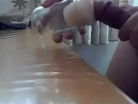 Solo boy enjoys masturbation with a tight pussy toy