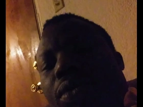 Gay masturbation scene with a black stud and a horny slut.