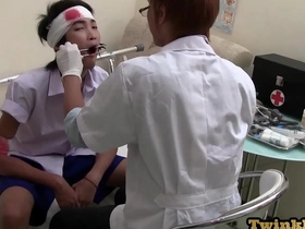 Young Asian man seduced by doctor in clinic and gets anal sex