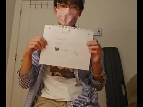 Asian boys solo pleasure scene with footjob and cumshot