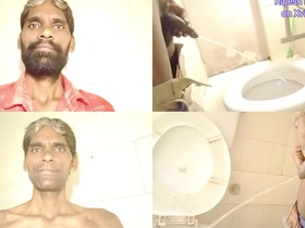Skinny Rajesh in golden shower action with an uncut cock
