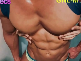 Muscular man gets shower massage with nipple play and edging