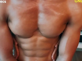 Fitness Asian man gets nipple teasing and edging with worship
